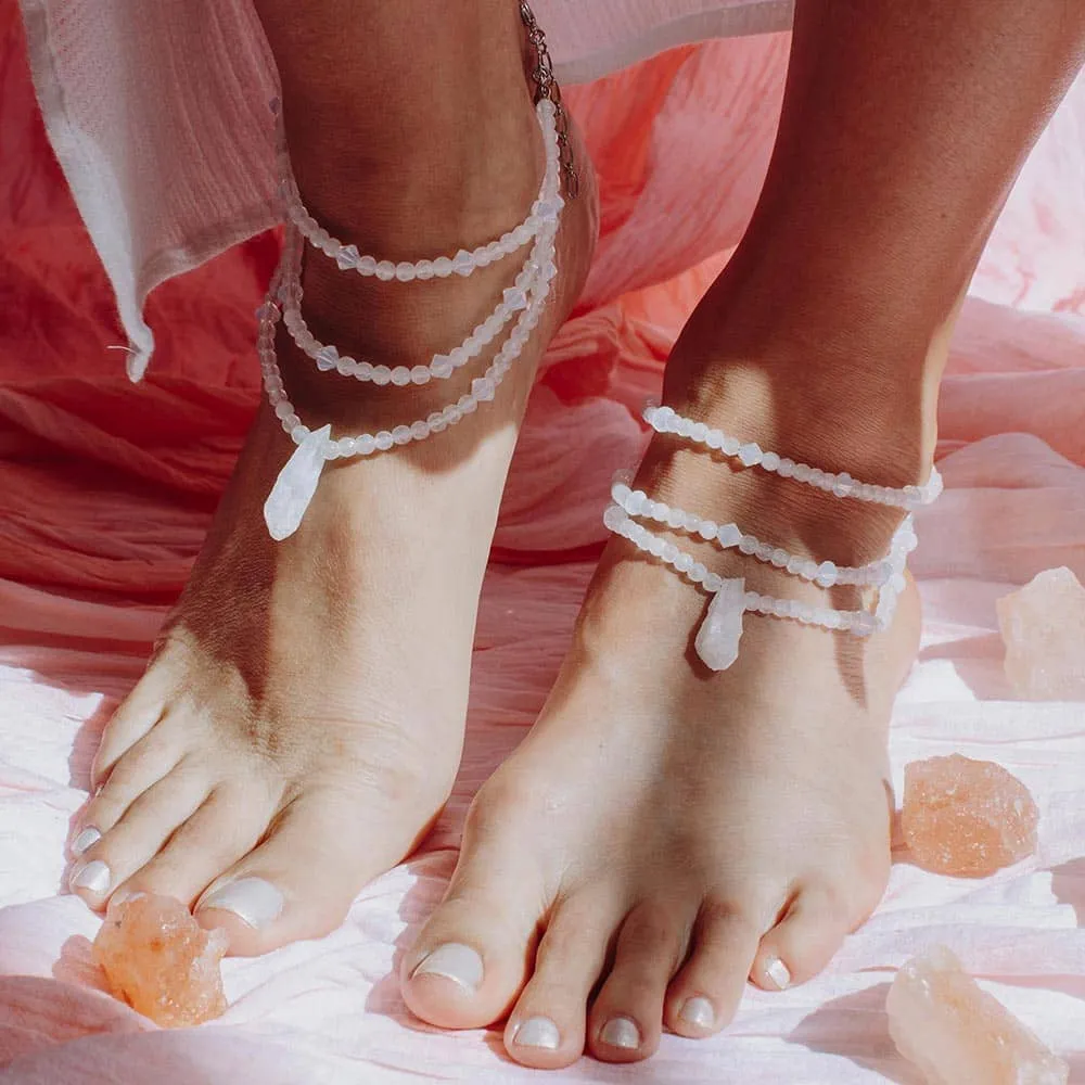 Ecca White Stone Anklets