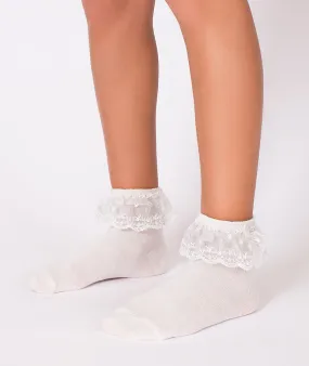 Ecru Lace Kids Anklets
