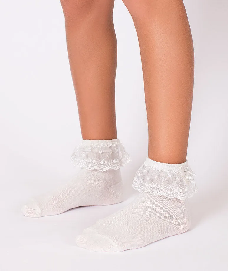 Ecru Lace Kids Anklets