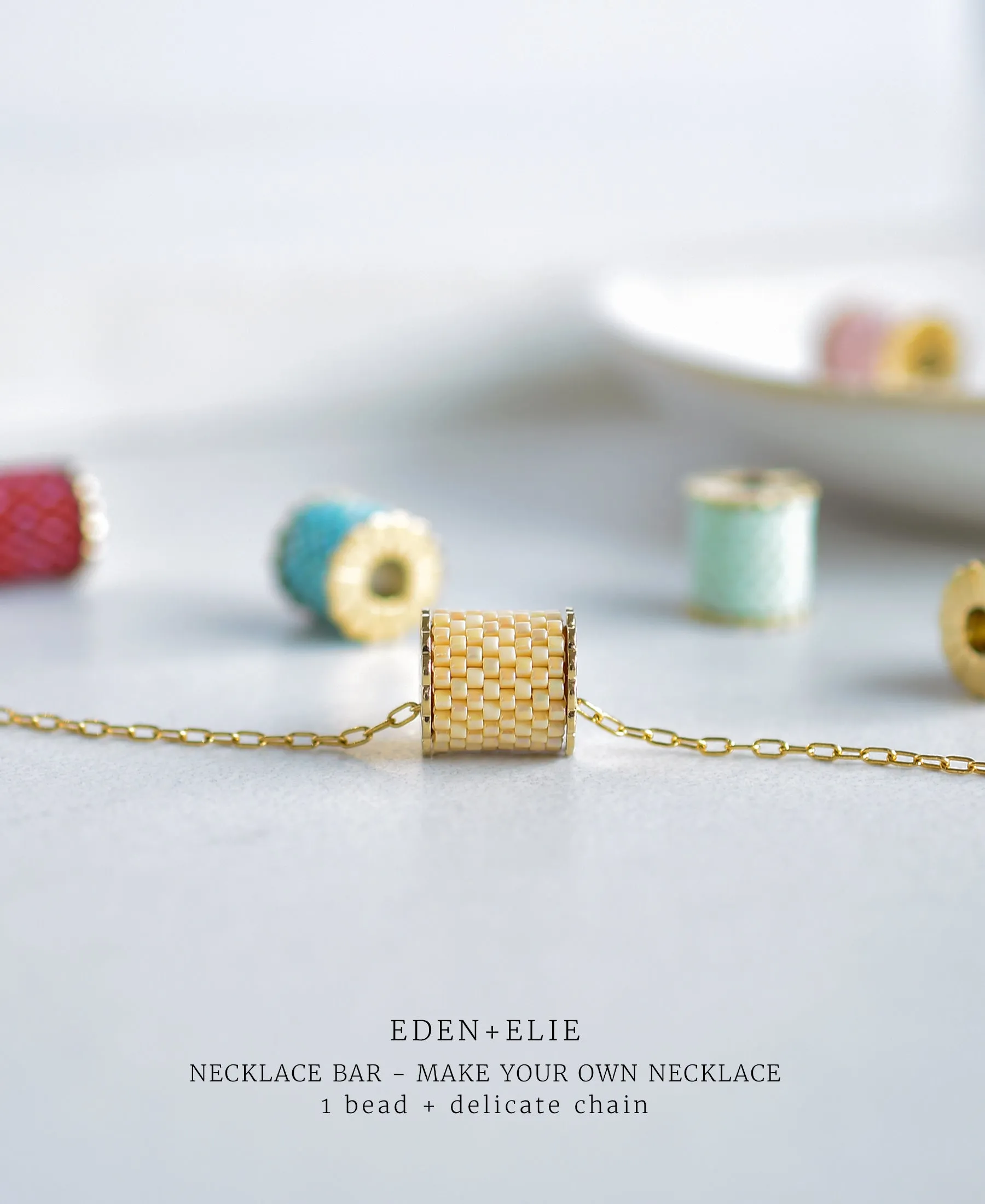 EDEN   ELIE Necklace Bar single bead   optional chain - royal blue