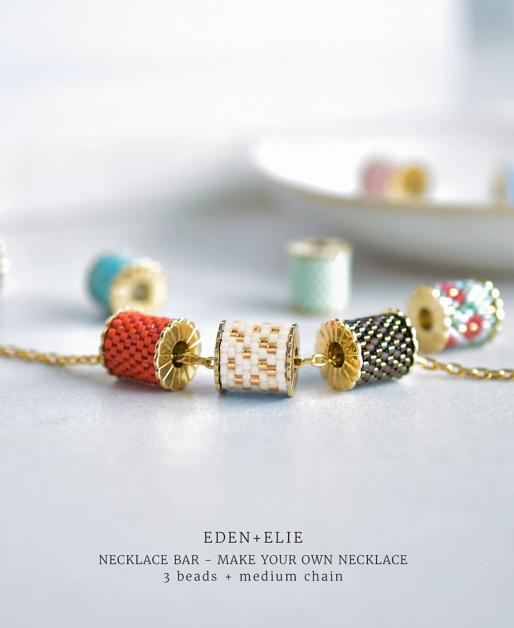 EDEN   ELIE Necklace Bar single bead   optional chain - royal blue