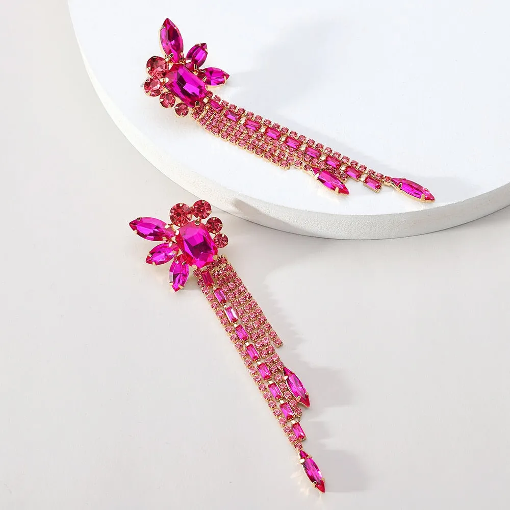 Elegant Cute Fashion Geometric Tassel Chain Long Dangle Earrings For Women