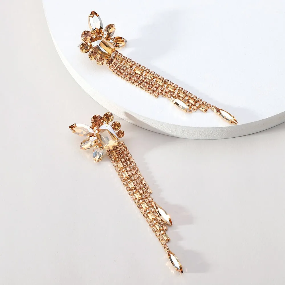 Elegant Cute Fashion Geometric Tassel Chain Long Dangle Earrings For Women
