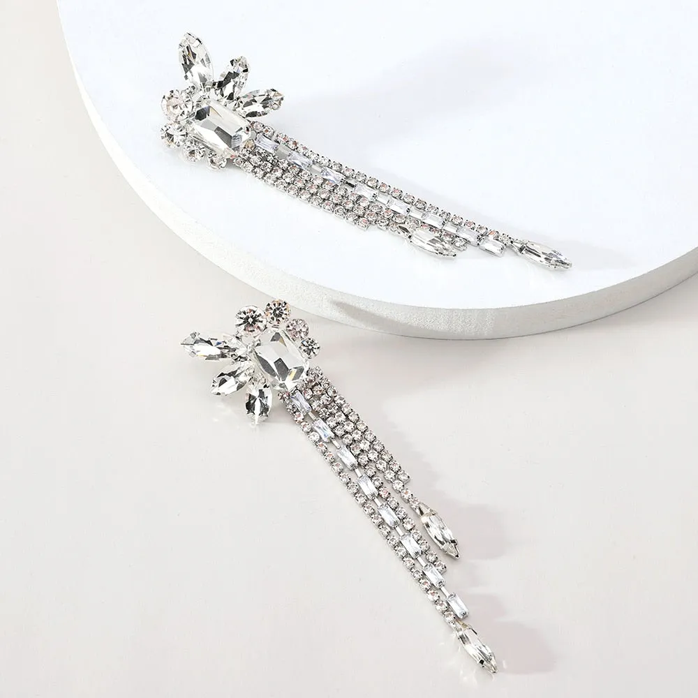 Elegant Cute Fashion Geometric Tassel Chain Long Dangle Earrings For Women