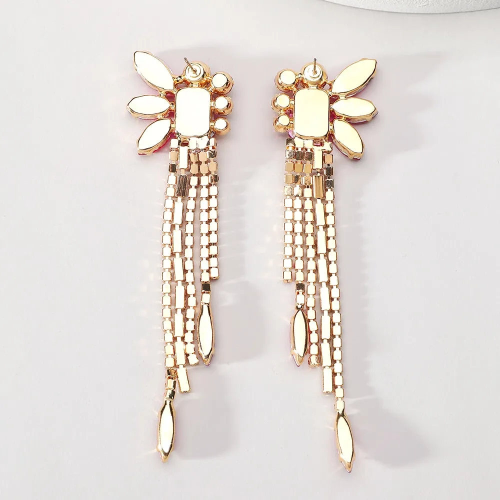 Elegant Cute Fashion Geometric Tassel Chain Long Dangle Earrings For Women