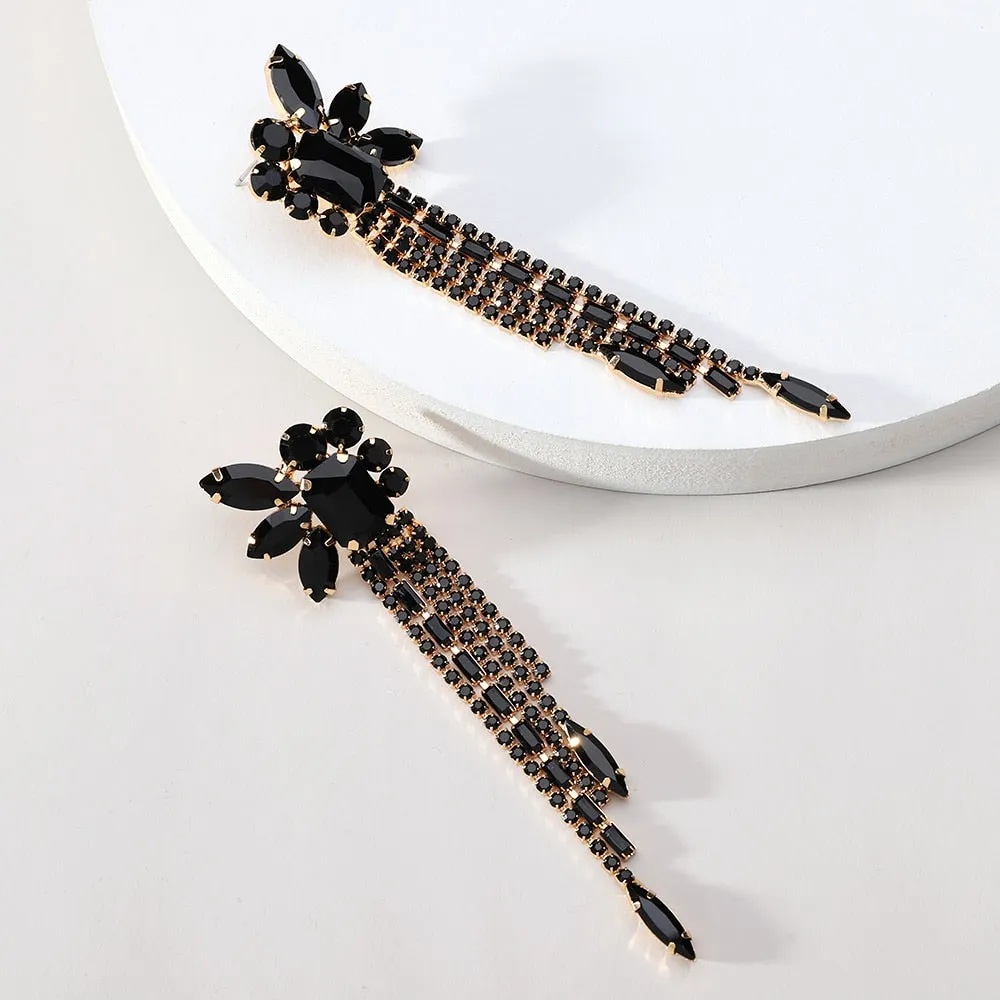 Elegant Cute Fashion Geometric Tassel Chain Long Dangle Earrings For Women