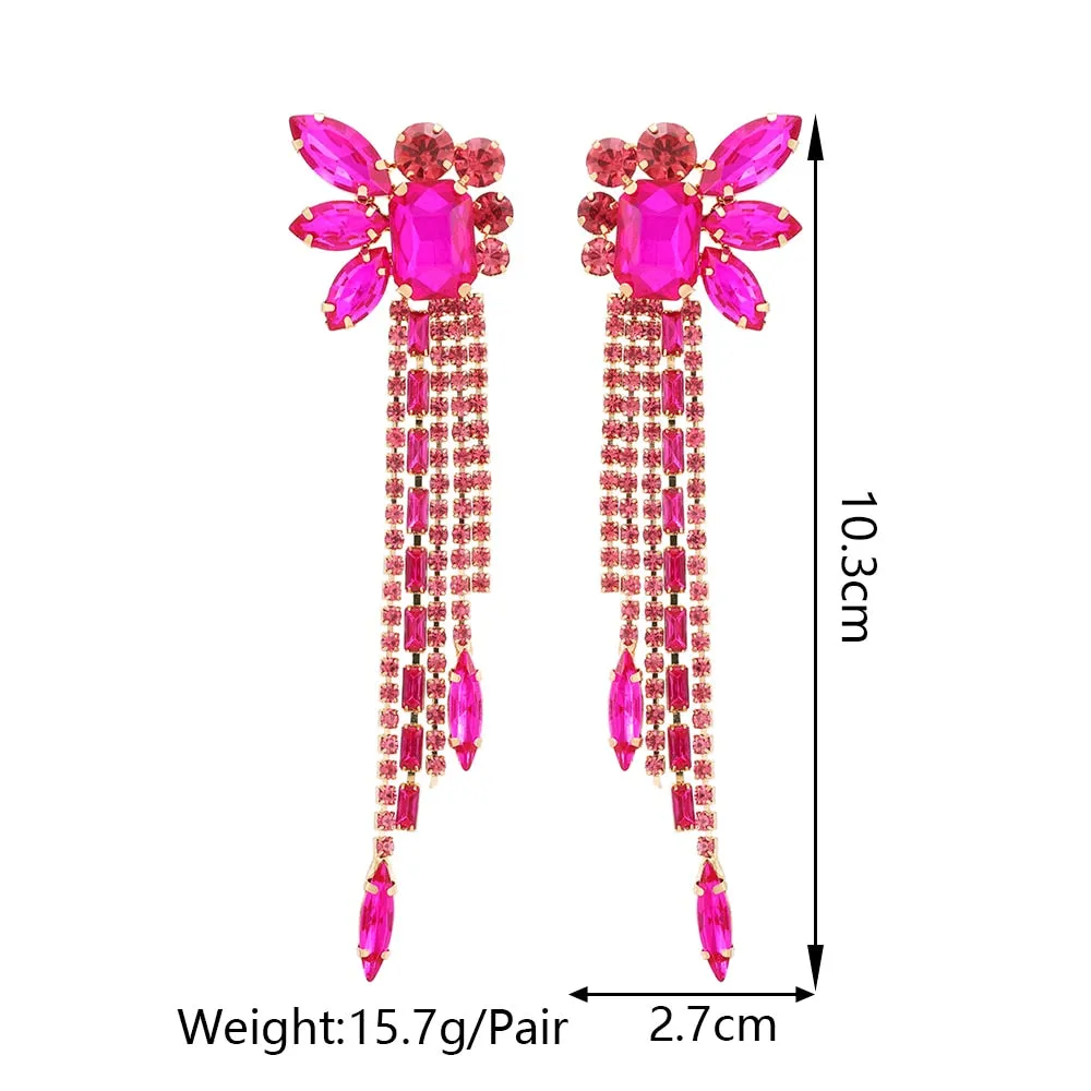 Elegant Cute Fashion Geometric Tassel Chain Long Dangle Earrings For Women
