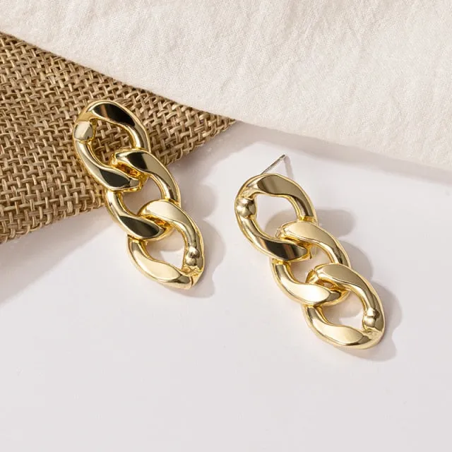 Fashion Gold Big Hoop Twisted Earrings