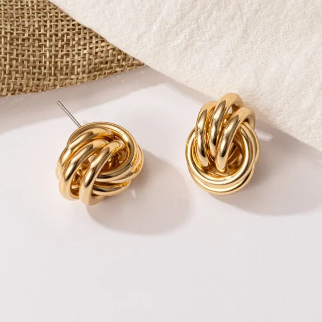 Fashion Gold Big Hoop Twisted Earrings