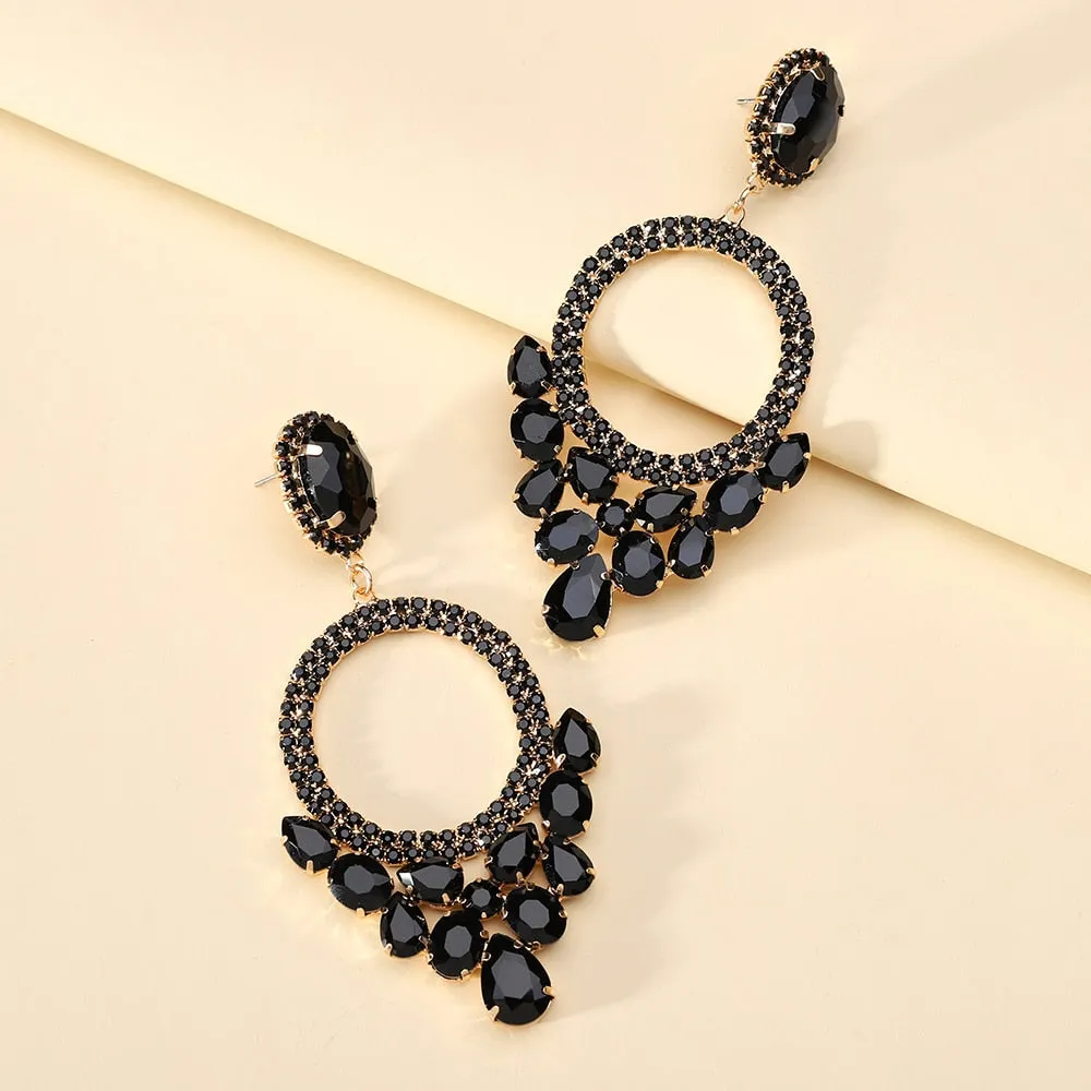 Fashion Rose Red Geometric Big Dangle Earrings For Women