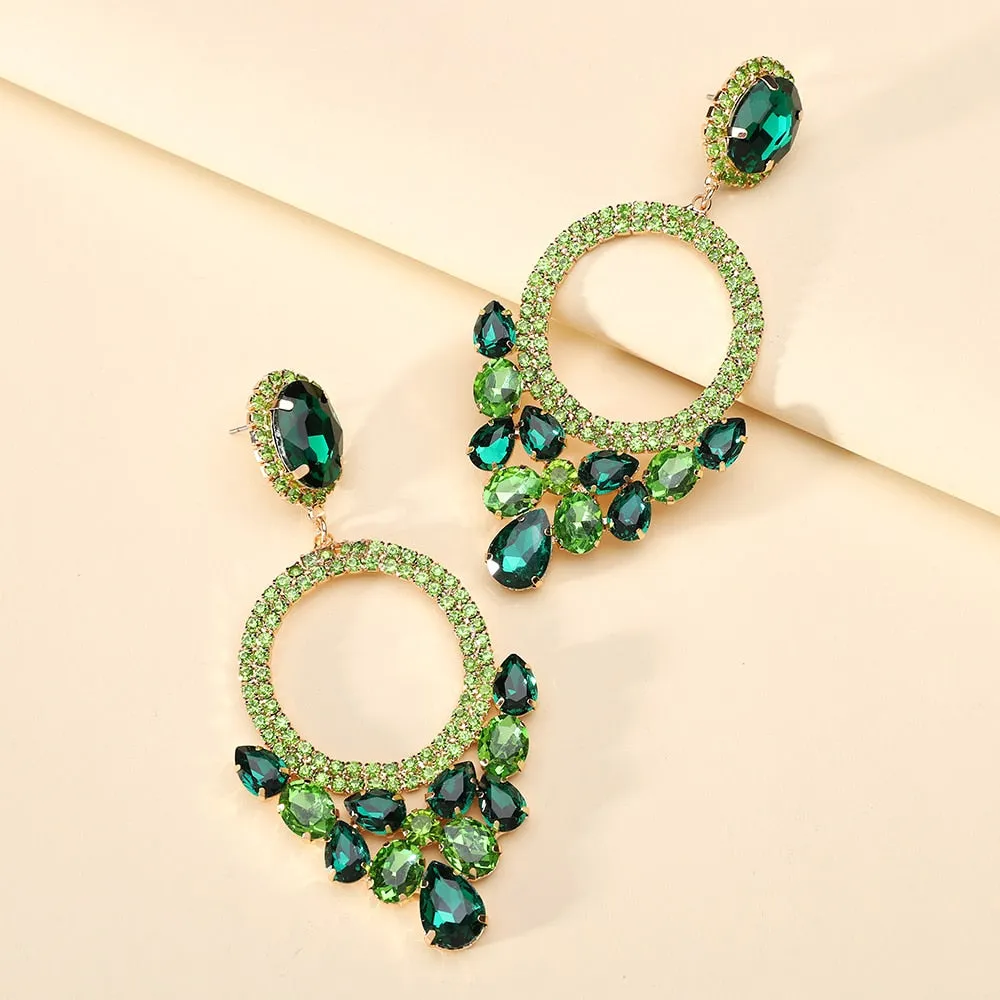 Fashion Rose Red Geometric Big Dangle Earrings For Women