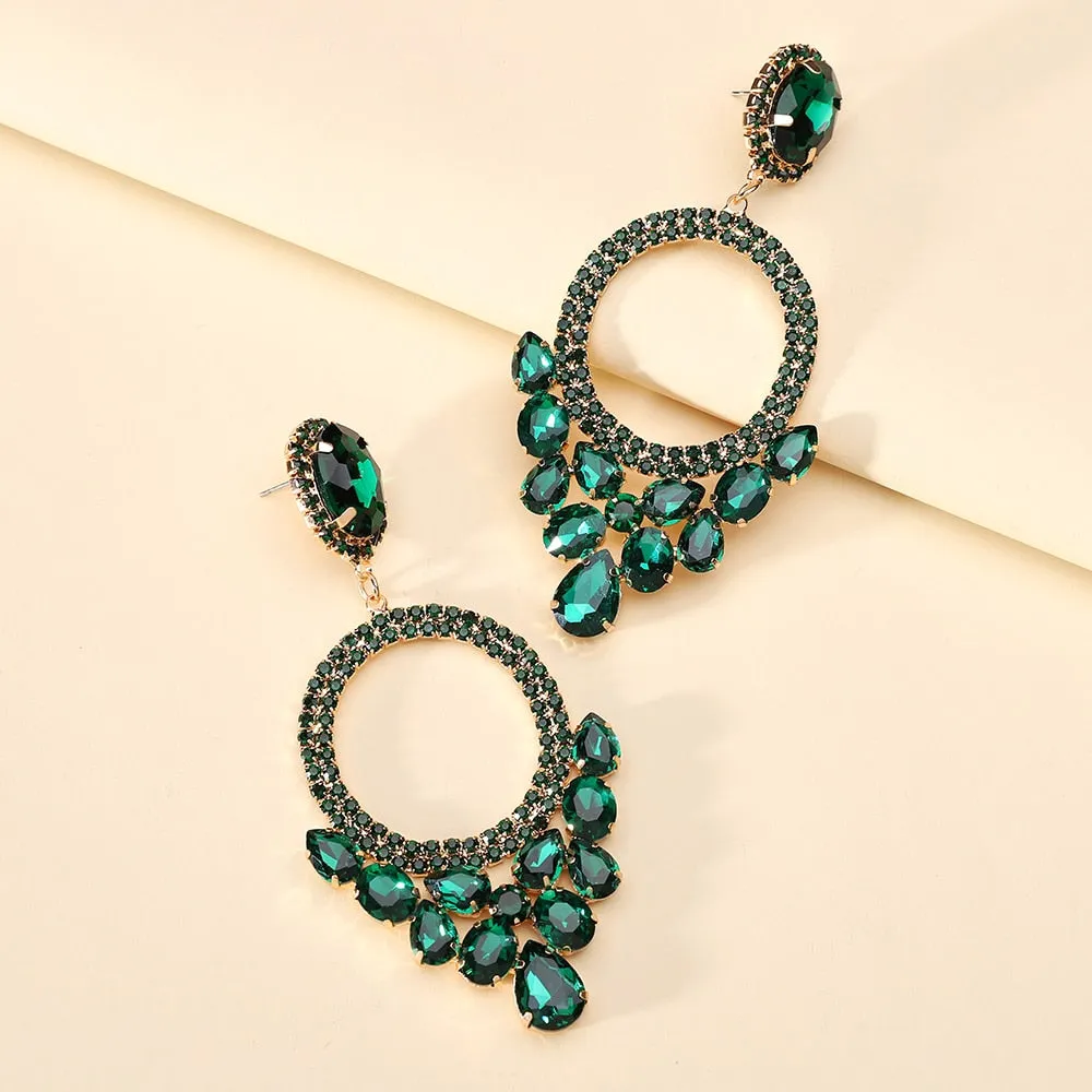 Fashion Rose Red Geometric Big Dangle Earrings For Women