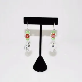 Flower Glass Lampwork Dangle Earrings