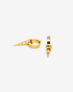 GD Detachable Spike Dangle Earrings Gold Tone