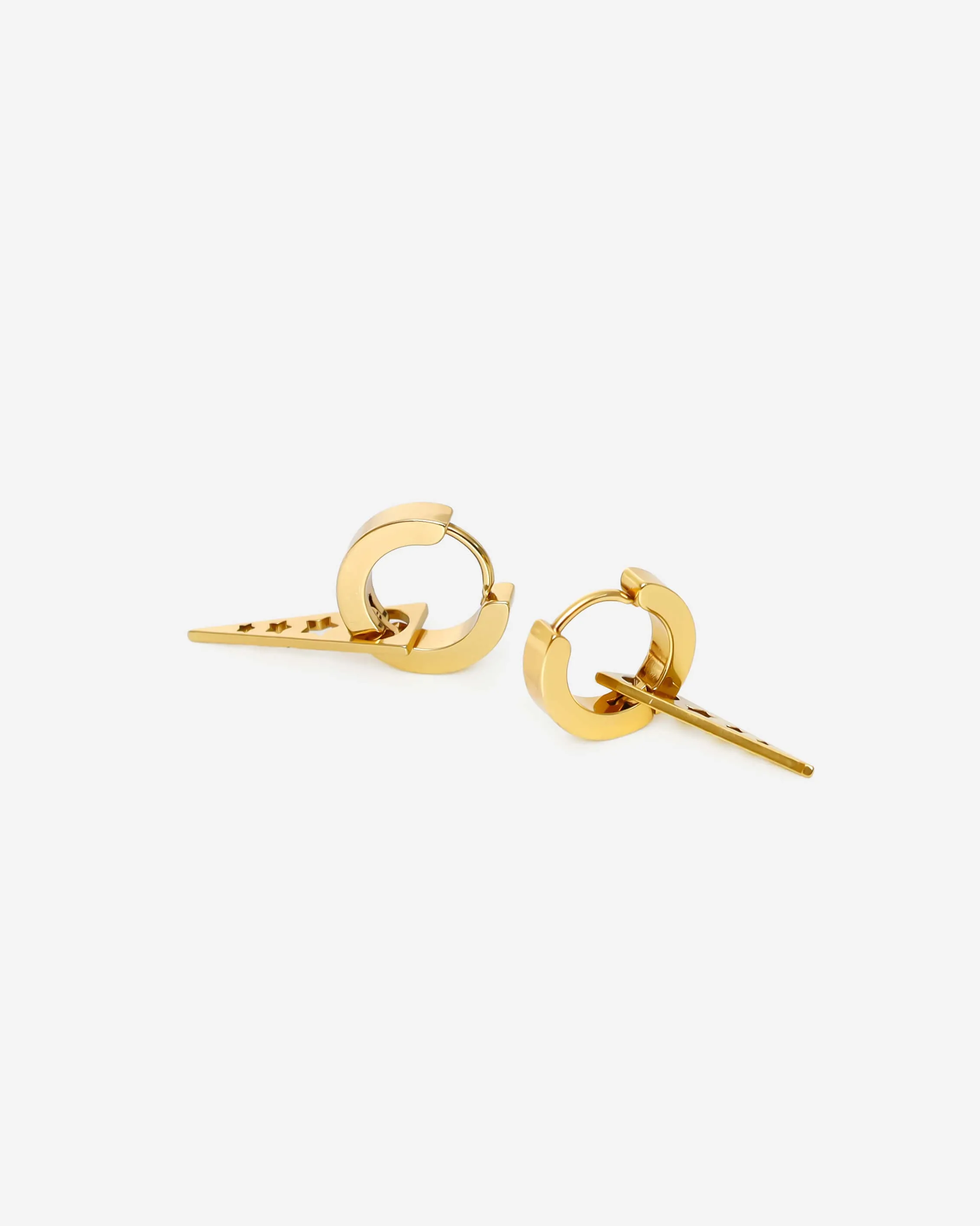 GD Detachable Spike Dangle Earrings Gold Tone