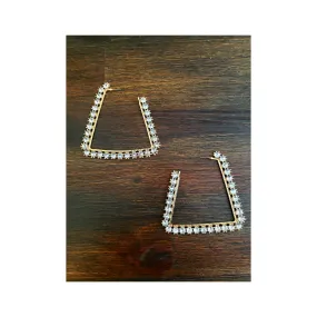 Geometric Rhinestone Studded Earrings
