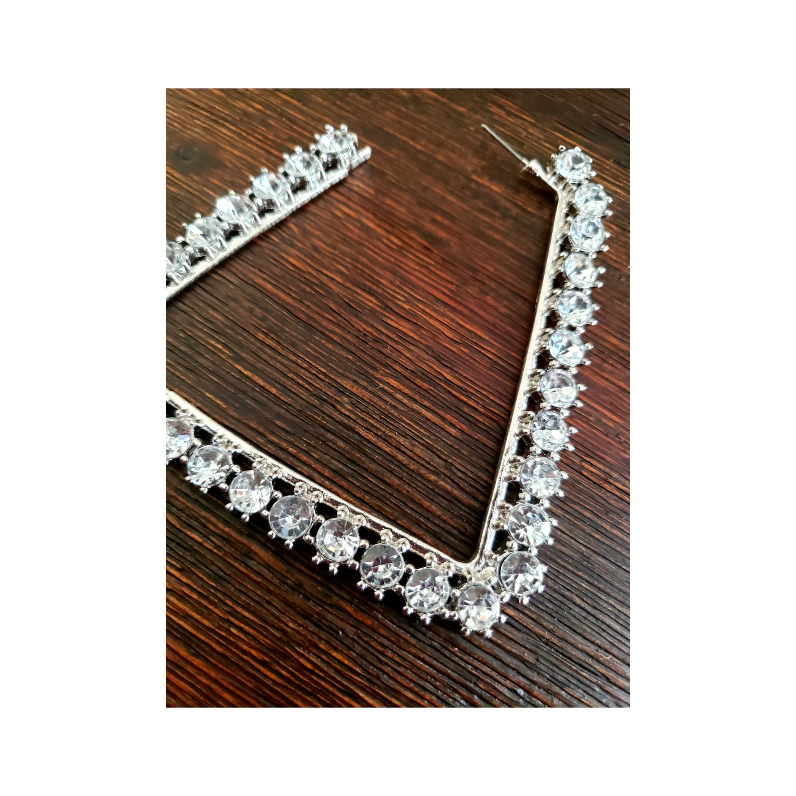 Geometric Rhinestone Studded Earrings