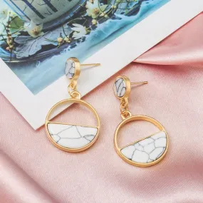 Gia - Geometric Marble Earrings Half Spheres