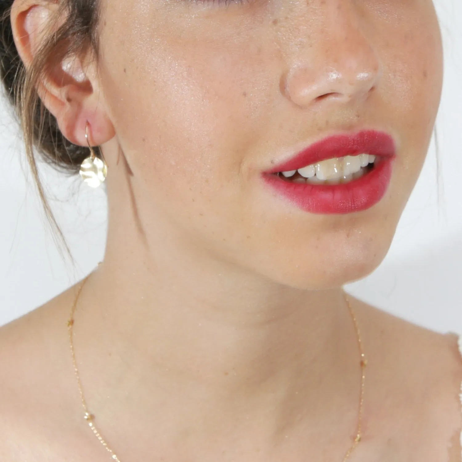 Gold filled Hammered Disc dangle earrings