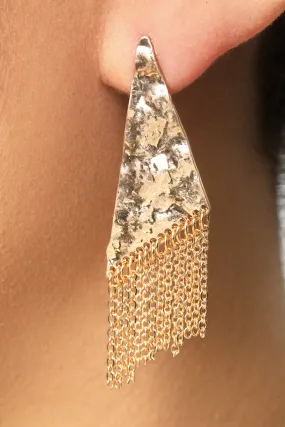 Gold Geometric Fringe Earrings