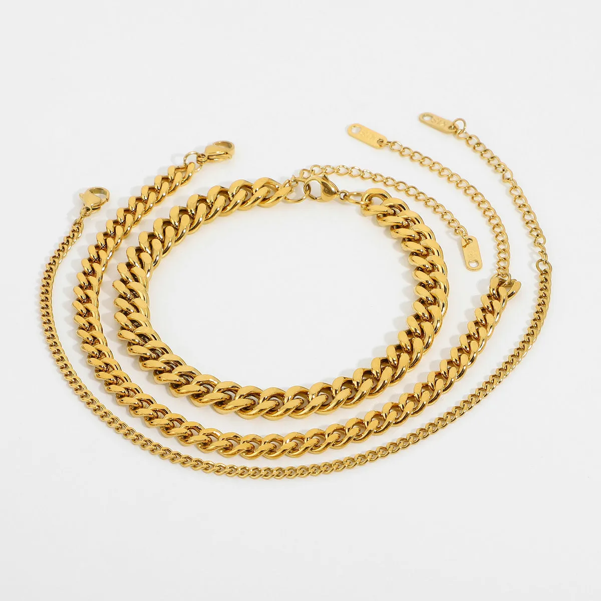 Gold Plated 316L Stainless Steel Stacking Chain Anklets For Women