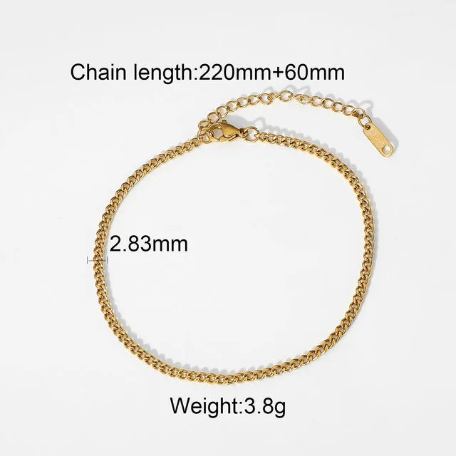 Gold Plated 316L Stainless Steel Stacking Chain Anklets For Women