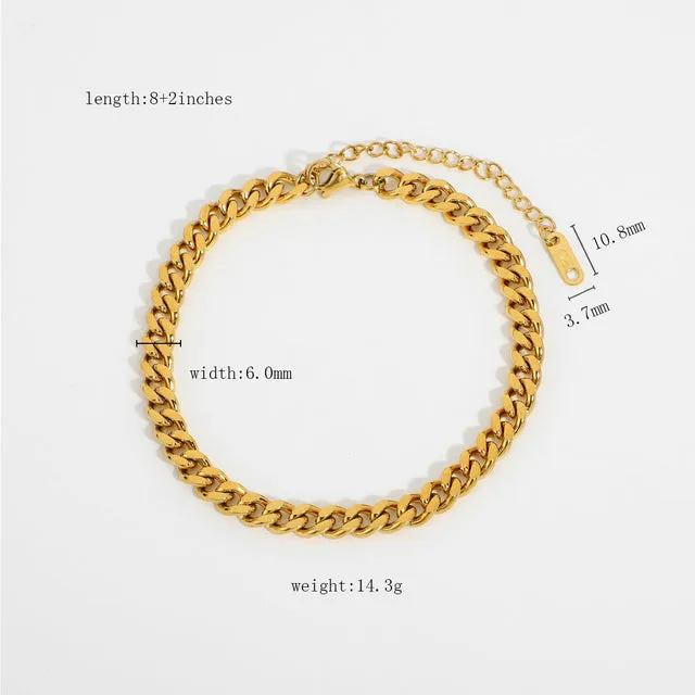 Gold Plated 316L Stainless Steel Stacking Chain Anklets For Women