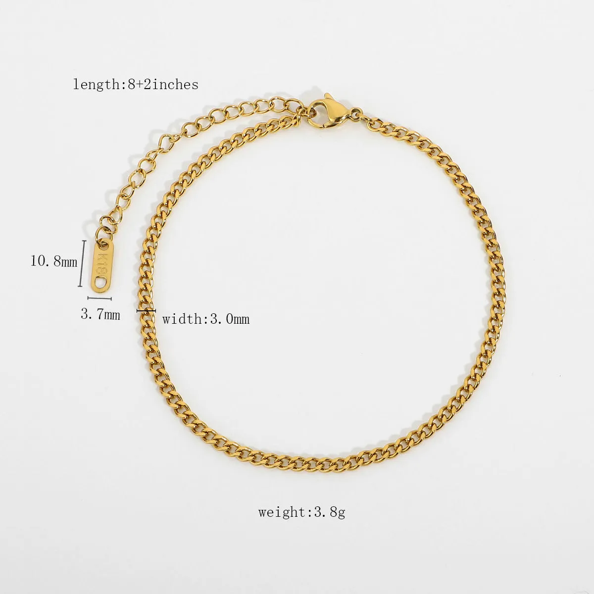 Gold Plated 316L Stainless Steel Stacking Chain Anklets For Women