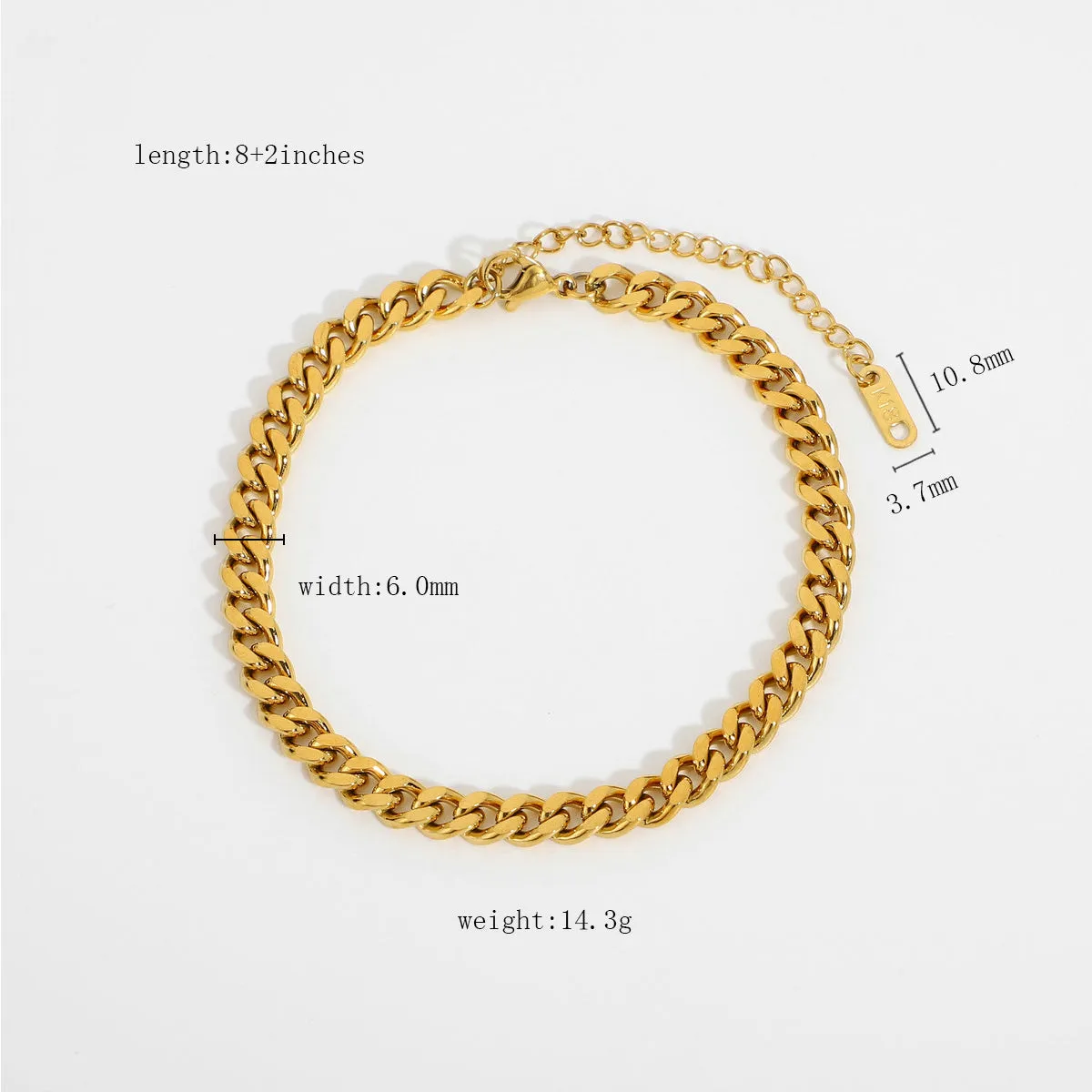 Gold Plated 316L Stainless Steel Stacking Chain Anklets For Women