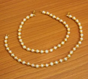 GOLD PLATED PEARL CAP ANKLETS