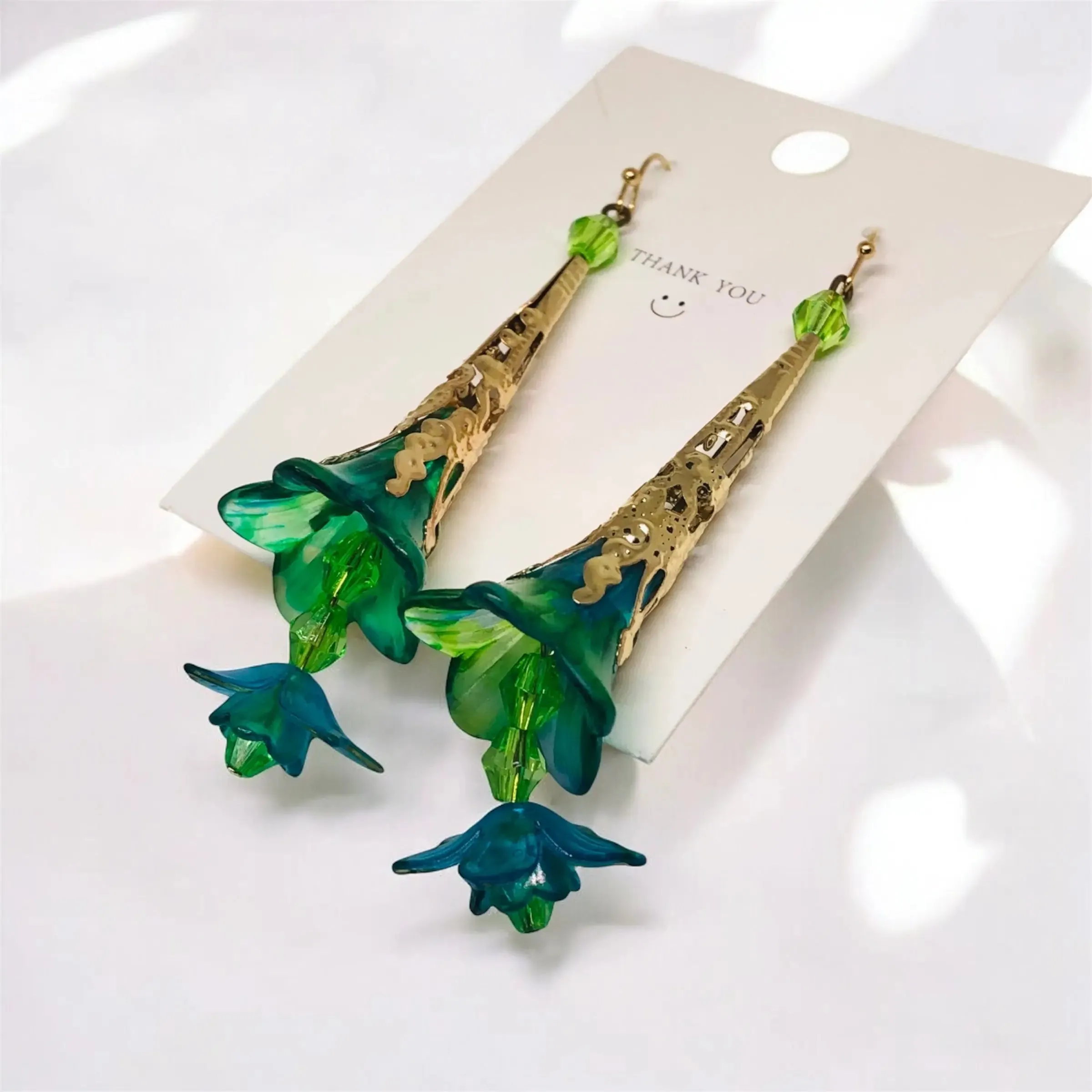 Green Bohemian Bloom Earrings