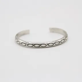 Half Round Stamped Silver Cuff by K. McCrae