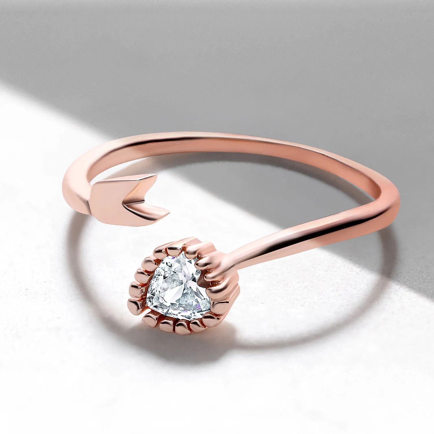 Heart and Arrow Shaped Adjustable Finger Ring