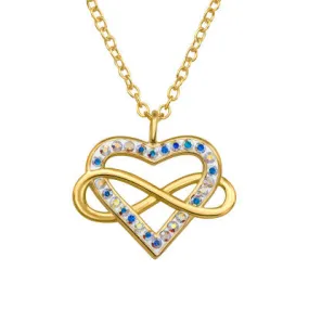 Heart Infinity Silver Jewelled Necklace