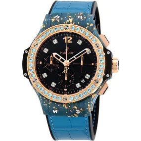 Hublot Big Bang Gold Linen Chronograph Automatic Black Dial Watch 341.XL.1280.LR.1207