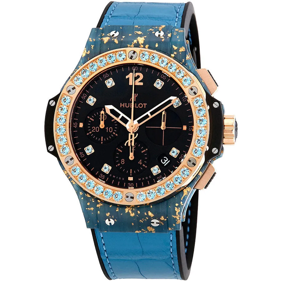 Hublot Big Bang Gold Linen Chronograph Automatic Black Dial Watch 341.XL.1280.LR.1207