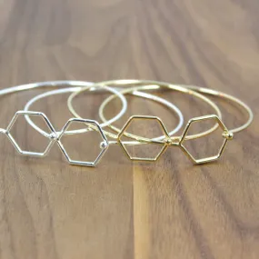 Hustle Hard // Hexagon Clasp Bracelet, Gold or Silver, Boho Layered Jewelry // BH-B004