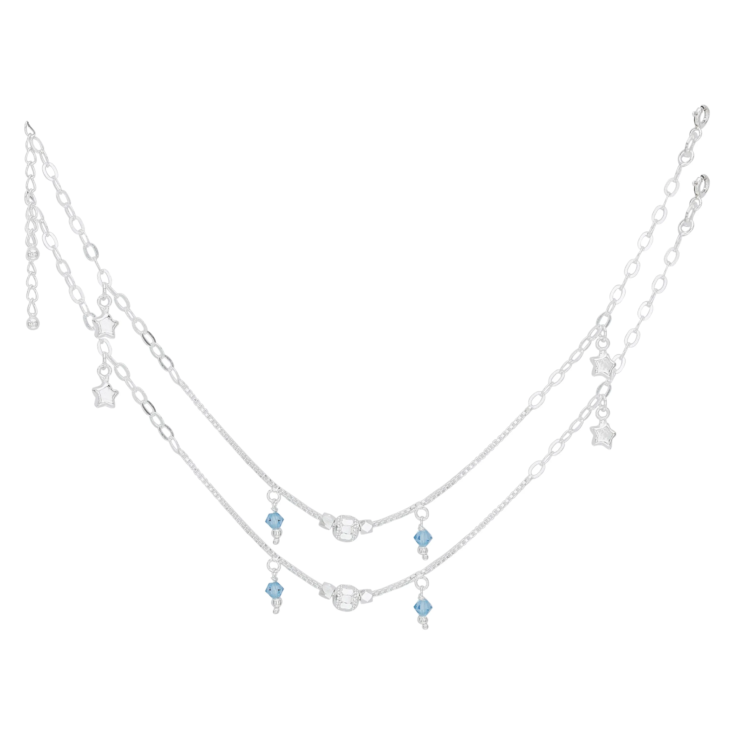 I Juels ; Live The Emotions 925 Sterling Silver Anklets For Women (silver, White)