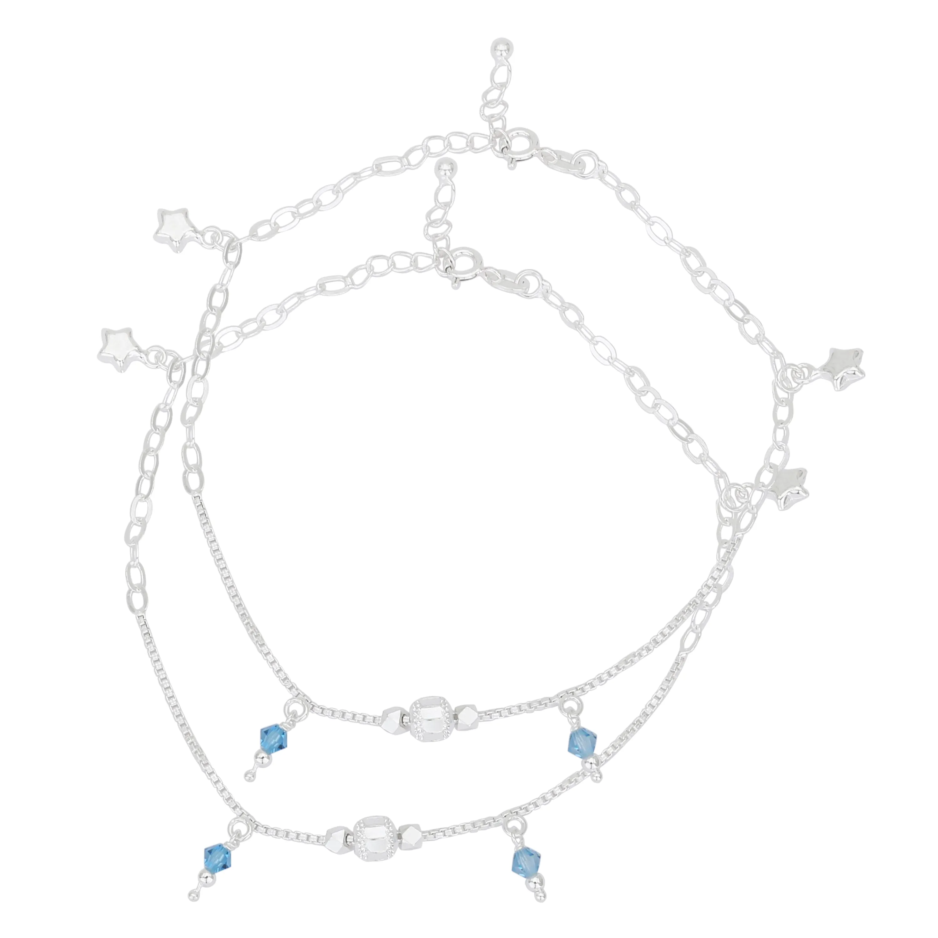 I Juels ; Live The Emotions 925 Sterling Silver Anklets For Women (silver, White)