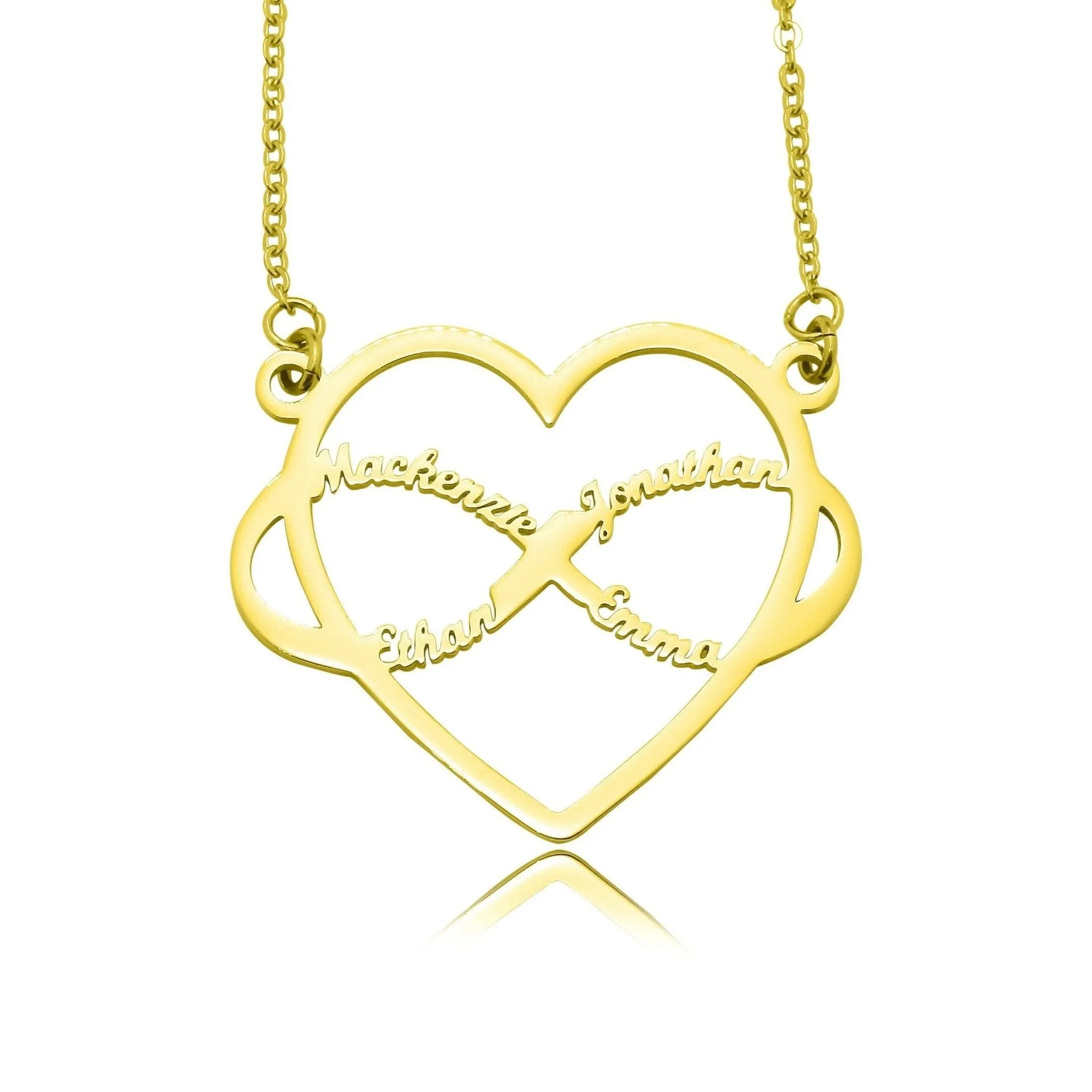 Infinite Love Heart Name Necklace with Birthstones