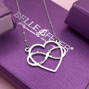 Infinite Love Heart Name Necklace with Birthstones