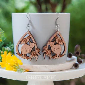 Kangaroo Galah Dangle Earrings