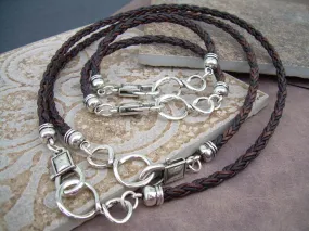Leather Infinity Bracelet and Infinity Necklace Set His and Hers Four Piece Set