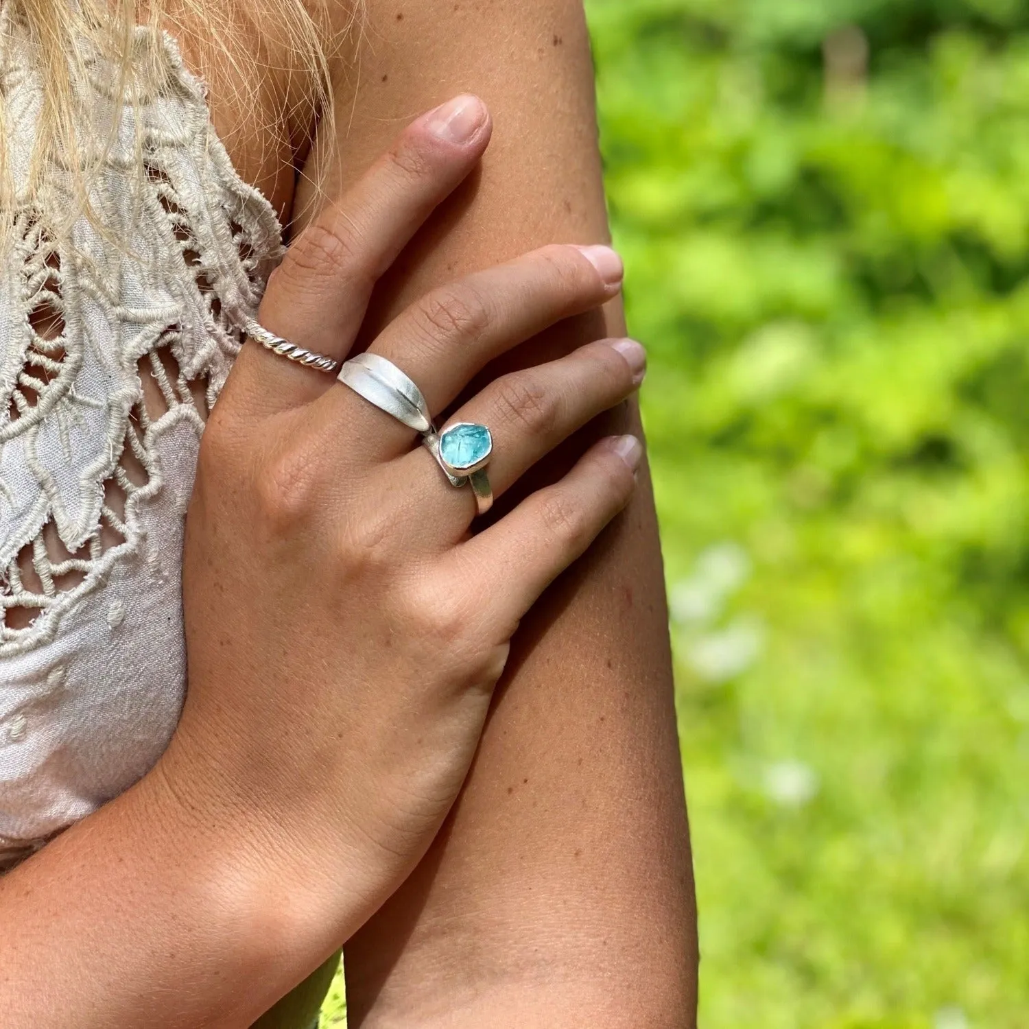 Linear Leaf Sterling Silver Ring