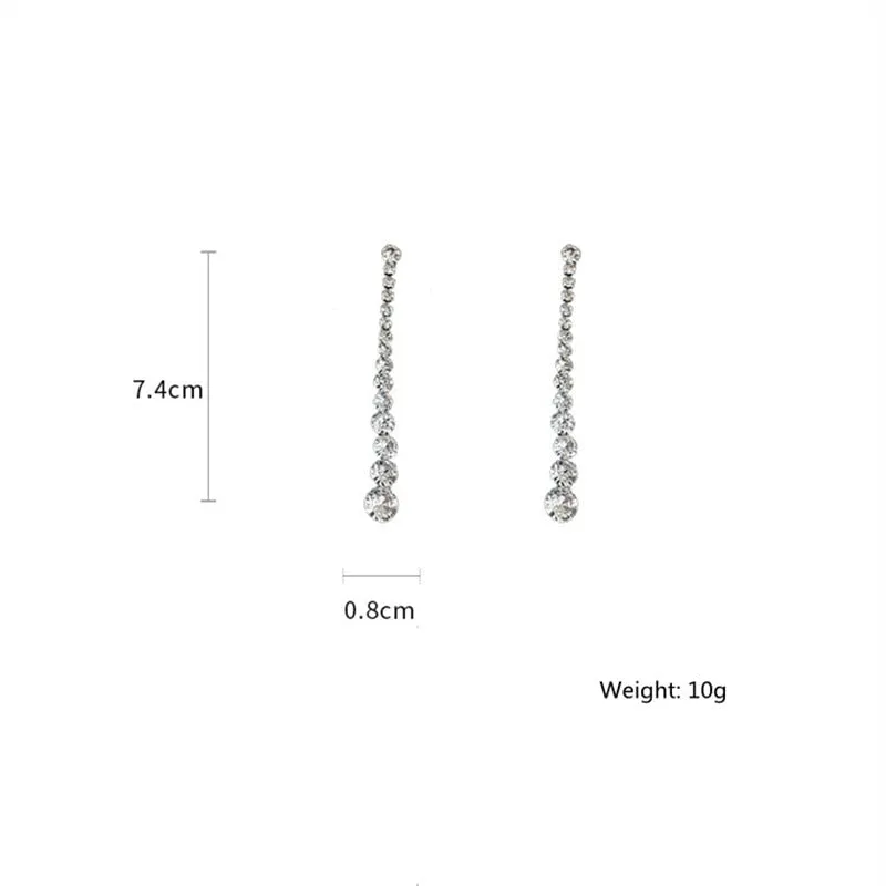 Long Tassel Drop Earrings Geometric Zircon Crystal Earrings for Women