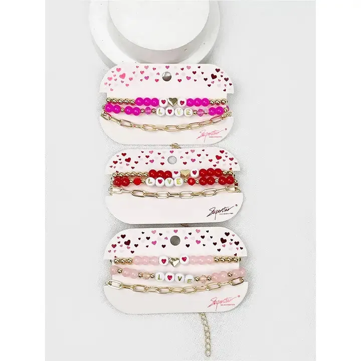 Love Heart Valentine Bracelet Stack