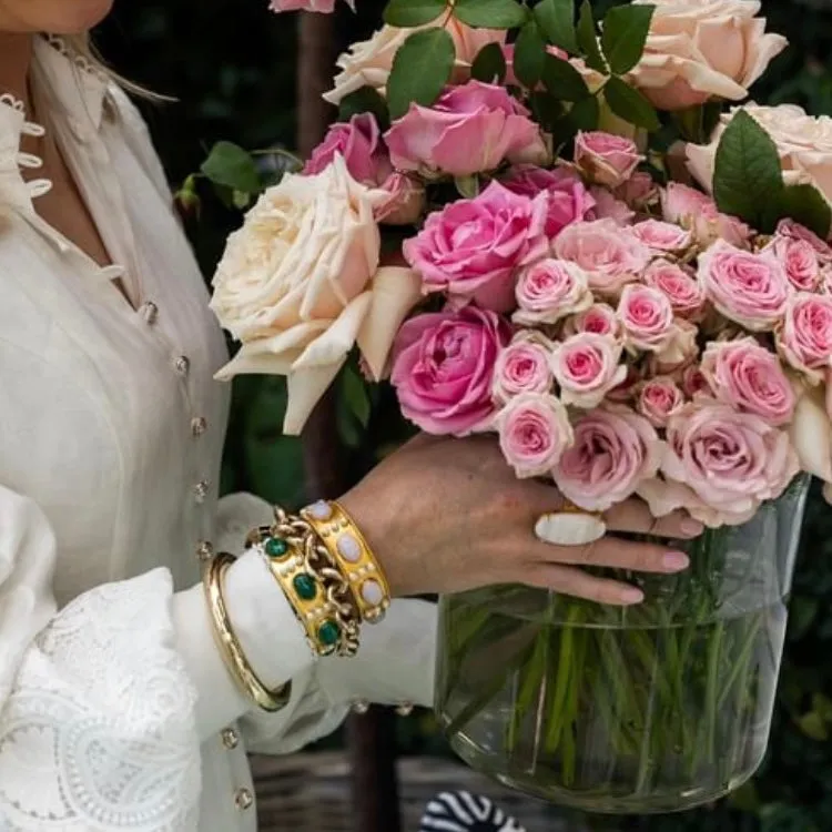 Malachite and Pearl Cuff Bracelet: The Viviene