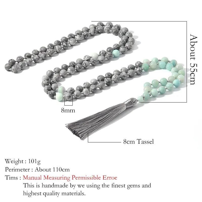 Map Stone  Tianhe Stone Beaded Knotted Necklace