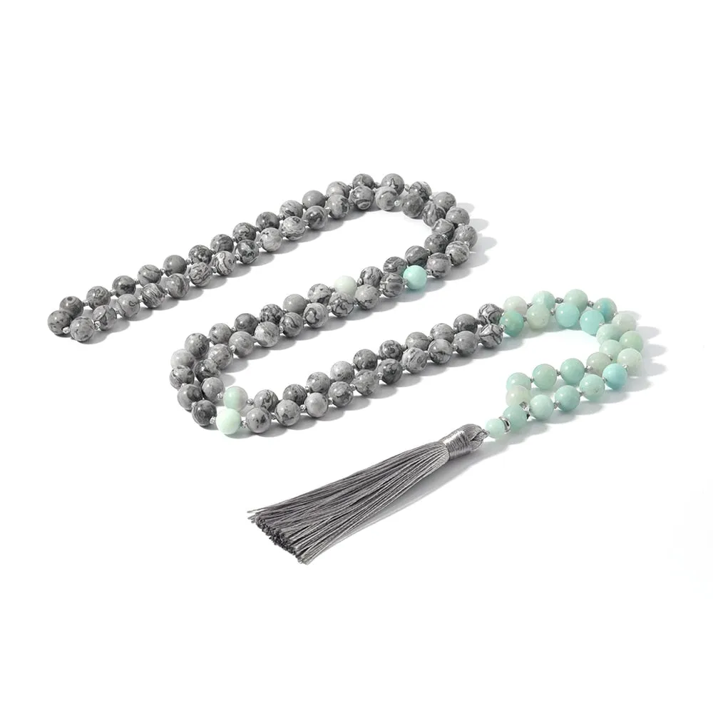 Map Stone  Tianhe Stone Beaded Knotted Necklace