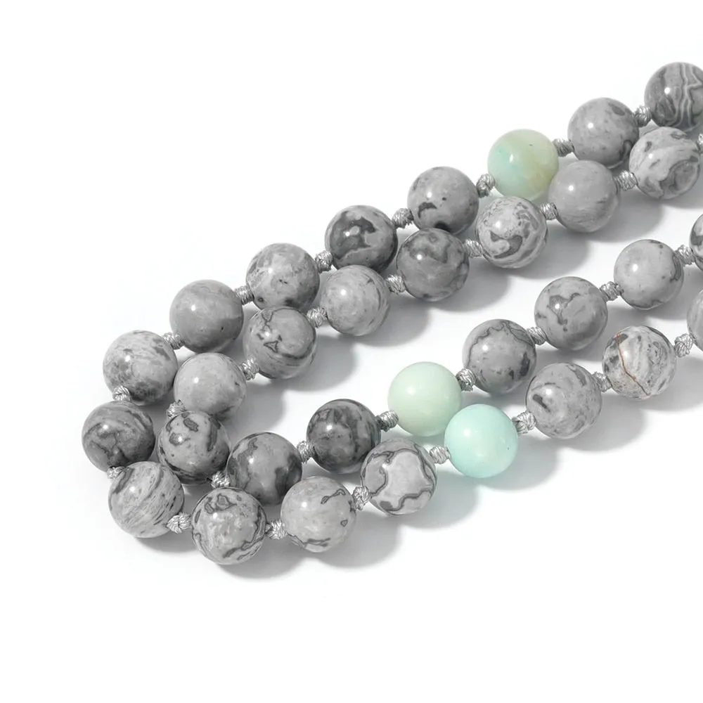 Map Stone  Tianhe Stone Beaded Knotted Necklace